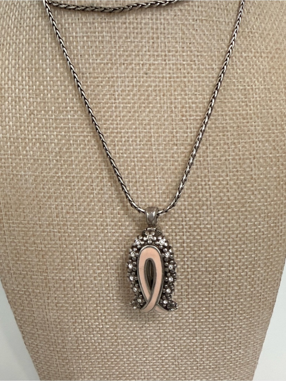 Brighton breast cancer awareness necklace badge holder